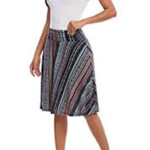 Women's Southwestern Striped Flare Skirt Size Medium Knee Length - Festival BOHO - Picture 4 of 9